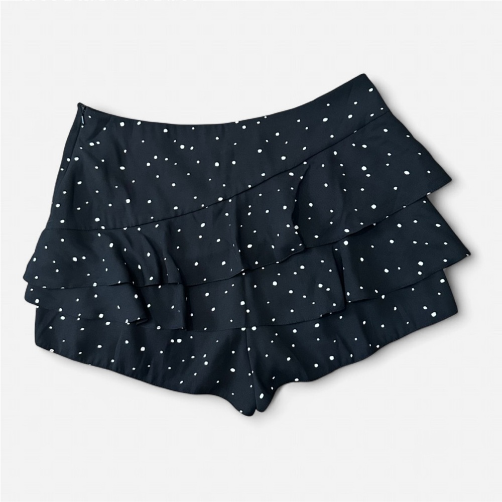 NEW River Island Women's 10 Black & White Dots Tiered Ruffle Shorts Skort Summer - Picture 5 of 8